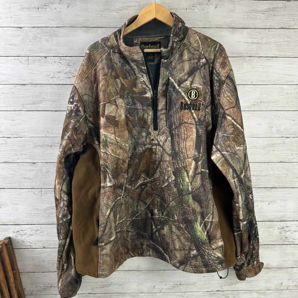 Bushnell Men 2XL Real Tree 1/4 zip Pullover Camouflage Long Sleeve Jacket